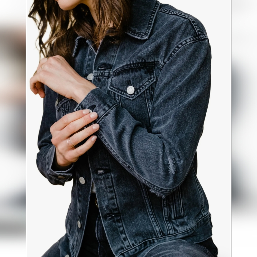 ABLE The Merly Washed Black Denim Jacket 1X